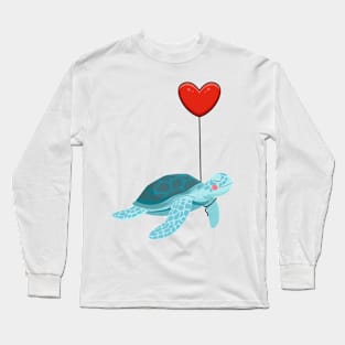 Turtle Watercolor Sea Ocean Underwater Valentine's Day Long Sleeve T-Shirt